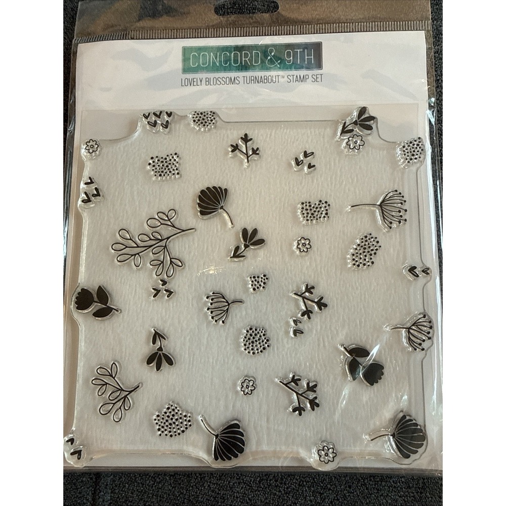 Concord & 9th Cling Clear Stamp "Lovely Blossoms" Turnabout Background 6" x‎ 6"